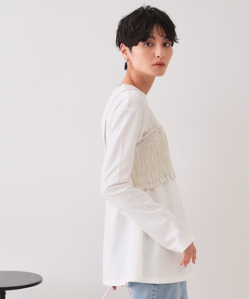 OPAQUE.CLIP(オペークドットクリップ)の「《ツインセット》シャーリングビスチェ×ロングTシャツ【洗濯機洗い可】(その他トップス・レディース・ベージュ系その他7/ブラック系4・38/40/42)」の2枚目の写真