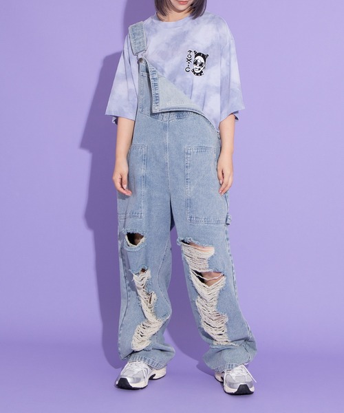 PUNYUS（プニュズ）の「ダメージデニムオーバーオール（サロペット/オーバーオール・レディース・ライトブルー・2/3/4/1）」の20枚目の写真