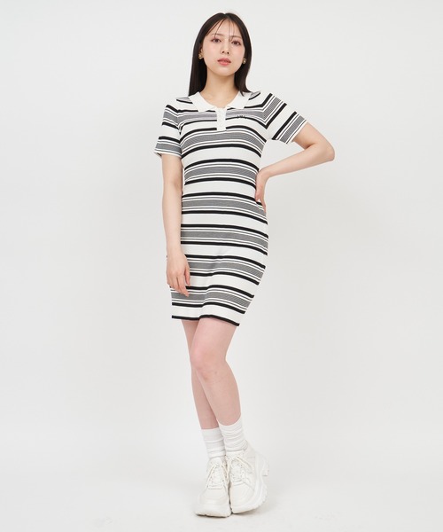 ROYAL PARTY(ロイヤルパーティー)の「ポロ衿ロゴ刺しゅうニットミニワンピース(ワンピース・レディース・レッド/ブラック/マルチ/ネイビー・FREE)」の19枚目の写真