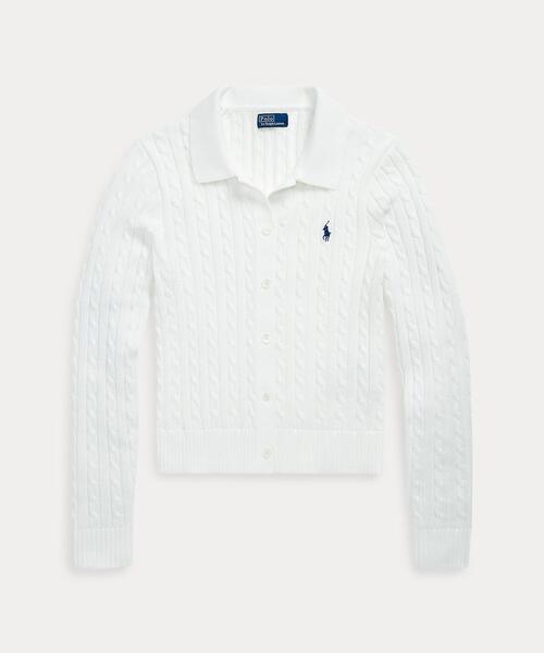 POLO RALPH LAUREN(ポロ ラルフ ローレン)の「ケーブルニット コットン カーディガン(カーディガン/ボレロ・レディース・ホワイト・S/XS/L/M/XXS)」の2枚目の写真