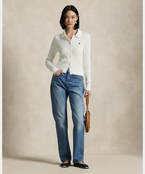 POLO RALPH LAUREN(ポロ ラルフ ローレン)の「ケーブルニット コットン カーディガン(カーディガン/ボレロ・レディース・ホワイト・S/XS/L/M/XXS)」の3枚目の写真