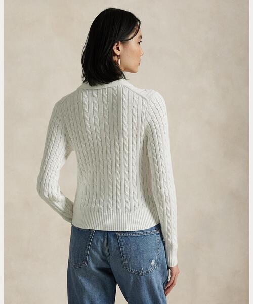 POLO RALPH LAUREN(ポロ ラルフ ローレン)の「ケーブルニット コットン カーディガン(カーディガン/ボレロ・レディース・ホワイト・S/XS/L/M/XXS)」の4枚目の写真