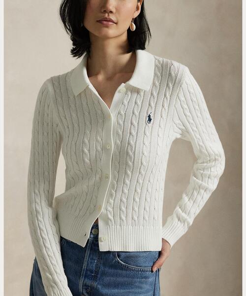 POLO RALPH LAUREN(ポロ ラルフ ローレン)の「ケーブルニット コットン カーディガン(カーディガン/ボレロ・レディース・ホワイト・S/XS/L/M/XXS)」の5枚目の写真