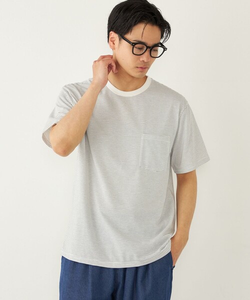 SHIPS Colors(シップス カラーズ)の「SHIPS Colors:CAVE(R) ボーダー Tシャツ◇(Tシャツ/カットソー・メンズ・ネイビー/ライトホワイト/ブラック・MEDIUM/LARGE/X-LARGE)」の2枚目の写真