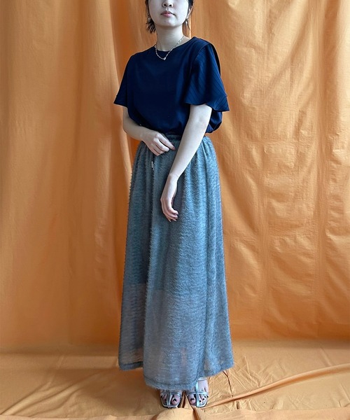LHELBIE(レルビエ)の「フレア袖ドッキングトップス(Tシャツ/カットソー・レディース・ネイビー/ブラック/オフホワイト・M)」の19枚目の写真