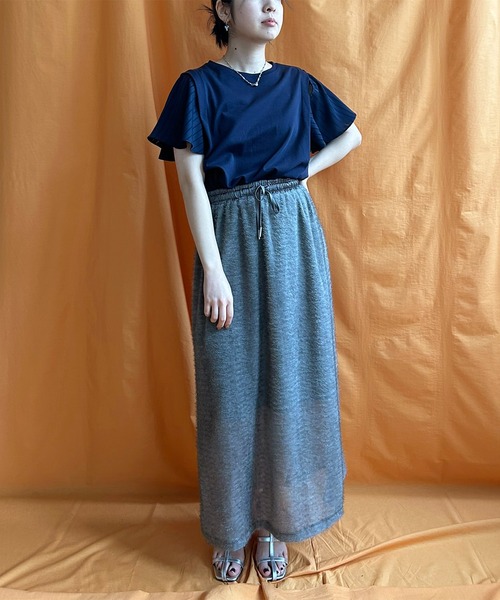 LHELBIE(レルビエ)の「フレア袖ドッキングトップス(Tシャツ/カットソー・レディース・ネイビー/ブラック/オフホワイト・M)」の16枚目の写真