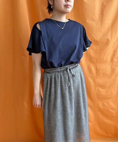 LHELBIE(レルビエ)の「フレア袖ドッキングトップス(Tシャツ/カットソー・レディース・ネイビー/ブラック/オフホワイト・M)」の20枚目の写真