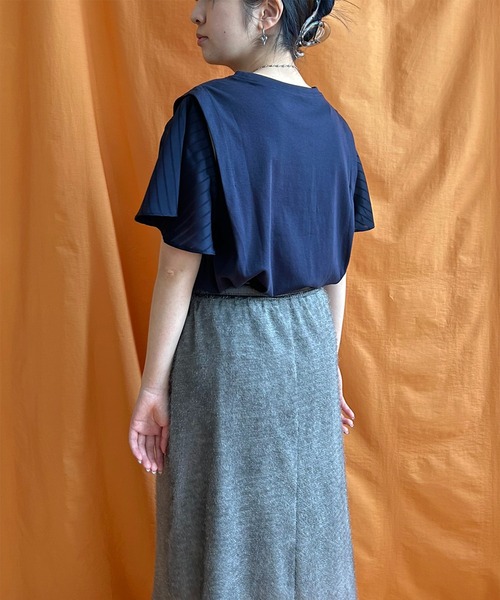LHELBIE(レルビエ)の「フレア袖ドッキングトップス(Tシャツ/カットソー・レディース・ネイビー/ブラック/オフホワイト・M)」の21枚目の写真