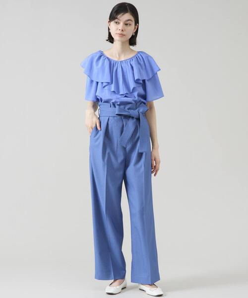 Tiara（ティアラ）の「ウエストタックワイドパンツ（その他パンツ・レディース・ネイビー/ライトブルー・3/2）」の14枚目の写真