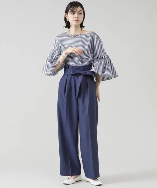 Tiara（ティアラ）の「ウエストタックワイドパンツ（その他パンツ・レディース・ネイビー/ライトブルー・3/2）」の6枚目の写真