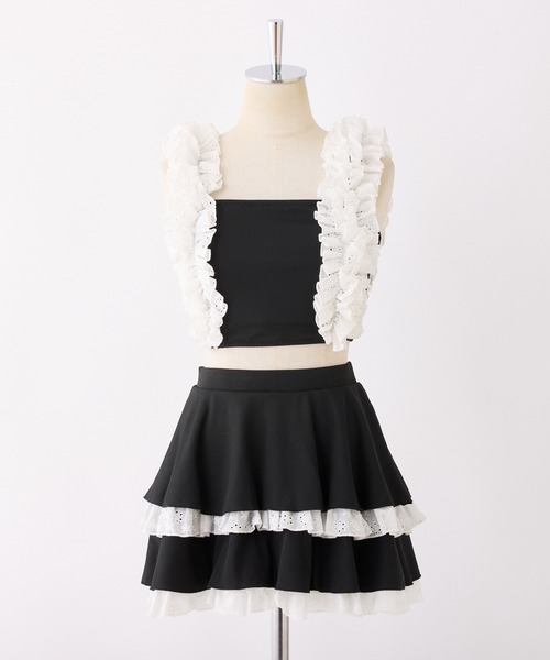 NICE CLAUP ナイスクラップ　フリル付き水着セット ブラック/ホワイト Amazon.co.jp: [NICE CLAUP] [ワンアフターアナザー ナイ
