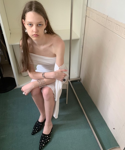 LONSLAN（ロンスラン）の「【LONSLAN】アシンメトリーオフショルダートップス LONW25s031（Tシャツ/カットソー・レディース・ブラック/ホワイト・M）」の9枚目の写真