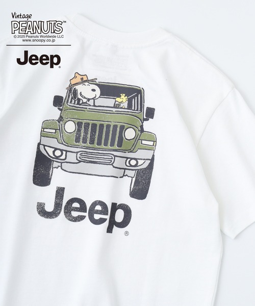 PEANUTS(ピーナッツ)の「PEANUTS×Jeep 半袖Tシャツ(Tシャツ/カットソー・メンズ・ホワイト系/ブラック/ベージュ/ホワイト系1/カーキ/ブラック系/マスタード/ブラック系1/ホワイト・S/LL/M/L)」の1枚目の写真