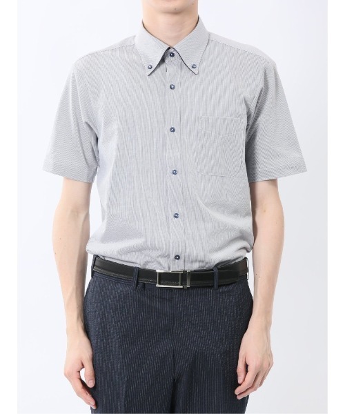 m.f.editorial（エムエフエディトリアル）の「【ストレッチ 吸水速乾 イージーケア】m.f.エディトリアル メンズ Biz アルティマ ボタンダウン半袖 ビズシャツ（ポロシャツ・メンズ・ブルー・X-LARGE/LARGE/MEDIUM）」の7枚目の写真