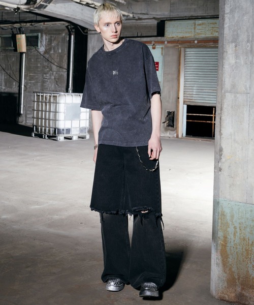 ajouter flow（アジューテフロー）の「【ajouter flow】vintage like logo print T-shirt（Tシャツ/カットソー・メンズ・グレー/ブラック・LARGE/MEDIUM）」の10枚目の写真