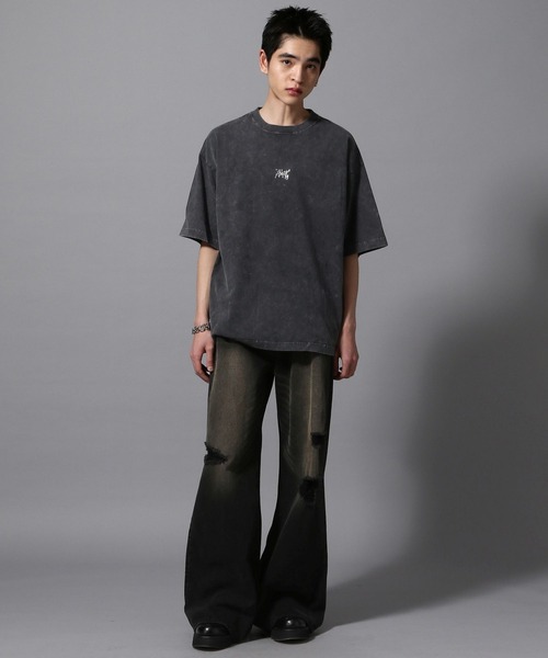 ajouter flow（アジューテフロー）の「【ajouter flow】vintage like logo print T-shirt（Tシャツ/カットソー・メンズ・グレー/ブラック・LARGE/MEDIUM）」の6枚目の写真