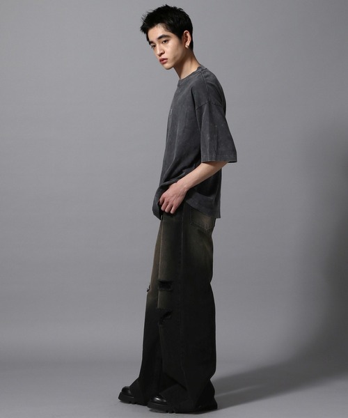 ajouter flow（アジューテフロー）の「【ajouter flow】vintage like logo print T-shirt（Tシャツ/カットソー・メンズ・グレー/ブラック・LARGE/MEDIUM）」の5枚目の写真