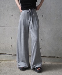 bonding double tuck wide pants /ボンディングダブルタック リボンベルト付き ワイド パンツ