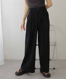 bonding double tuck wide pants /ボンディングダブルタック リボンベルト付き ワイド パンツ