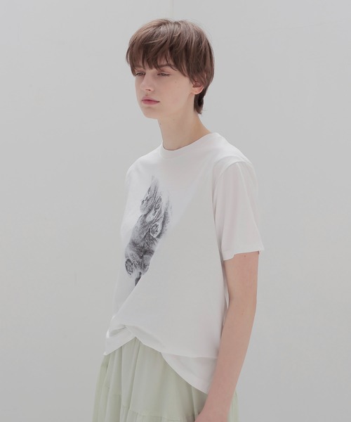 DRESSLAVE（ドレスレイブ）の「BOSS T-shirt(猫プリントハーフスリーブTシャツ)（Tシャツ/カットソー・レディース・ホワイト・38）」の2枚目の写真