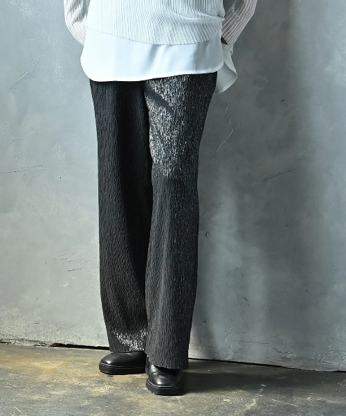 fundamine ファンダマイン　パンツ　黒 グリッターセミワイドパンツ（その他パンツ）｜funda mine