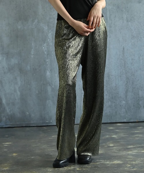 funda mine（ファンダマイン）の「グリッターセミワイドパンツ（その他パンツ・レディース・ブラック×シルバー/ゴールド・02/01）」の4枚目の写真