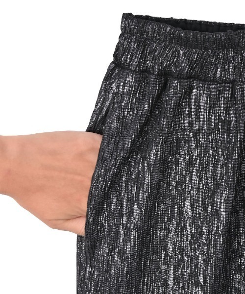 funda mineグリッターパンツ　ブラック グリッターセミワイドパンツ（その他パンツ）｜funda mine