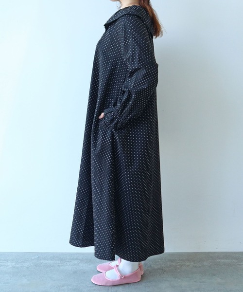 bulle de savon（ビュルデサボン）の「△キュプラ ルナファー ドットプリント ケープ衿ワンピース（ワンピース・レディース・ドット・FREE）」の11枚目の写真