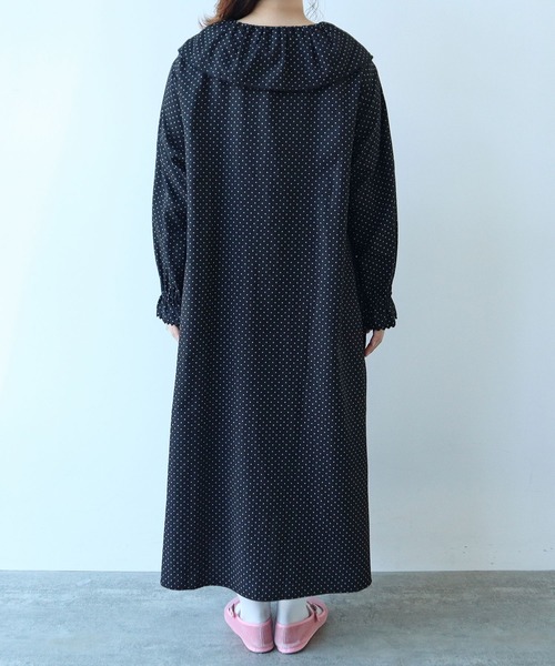 bulle de savon（ビュルデサボン）の「△キュプラ ルナファー ドットプリント ケープ衿ワンピース（ワンピース・レディース・ドット・FREE）」の12枚目の写真