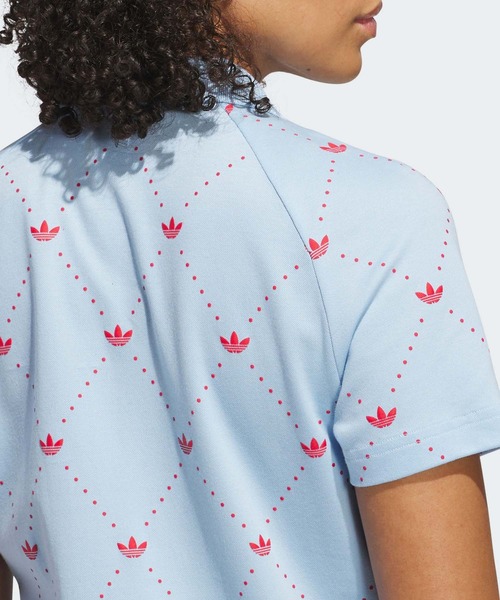 adidas(アディダス)の「オリジナルスゴルフ モノグラム 半袖シャツ【adidas Golf/アディダスゴルフ】(ポロシャツ・レディース・ピンク/ライトブルー/ホワイト×グリーン/ネイビー/ダークブラウン・LARGE/MEDIUM/SMALL/X-LARGE/XX-LARGE/X-SMALL)」の9枚目の写真