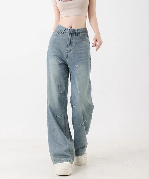 gossip！ロサンゼルス（ゴシップロサンゼルス）の「ステッチデザイン ワイドレッグデニム（デニムパンツ・レディース・ブルー・M/L/S）」の7枚目の写真