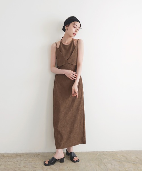 LIAN（リアン）の「ビスチェレイヤードキャミワンピース（ワンピース・レディース・ブラック/アイボリー/ブラウン・FREE）」の14枚目の写真