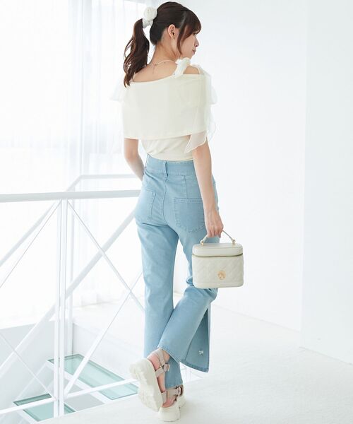 MAJESTIC LEGON（マジェスティックレゴン）の「肩リボンオフショルカットトップス（Tシャツ/カットソー・レディース・ライトグレー/ピンク/ブラック/アイボリー・MEDIUM）」の9枚目の写真