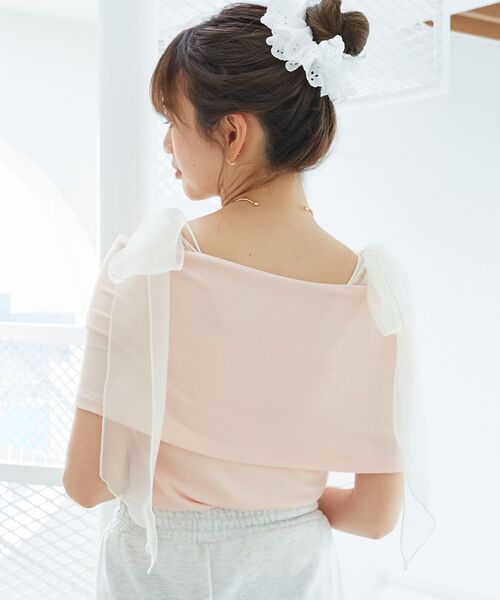 MAJESTIC LEGON（マジェスティックレゴン）の「肩リボンオフショルカットトップス（Tシャツ/カットソー・レディース・ライトグレー/ピンク/ブラック/アイボリー・MEDIUM）」の19枚目の写真