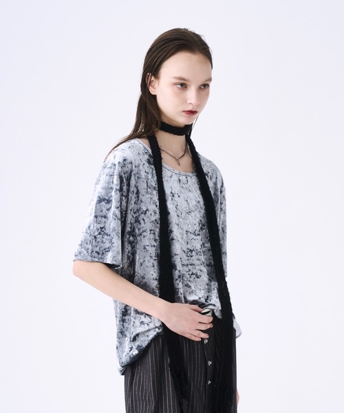 seyto(セイト)の「Crash velours T-shirt / クラッシュベロアTシャツ(Tシャツ/カットソー・メンズ・グレー/ブラウン/ブラック・1/2)」の7枚目の写真