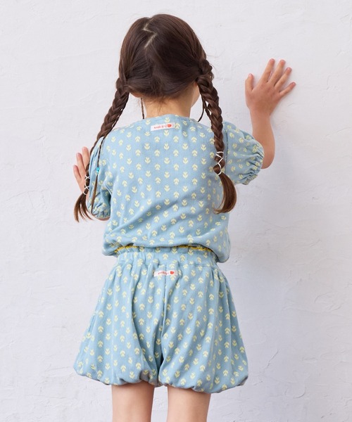 MARKEY'S（マーキーズ）の「総柄パフスリーブカットソー/セットアップ可能（セットアップ・キッズ・ベージュ/ライトブルー/オフホワイト・80/90/100/110/120/130）」の8枚目の写真