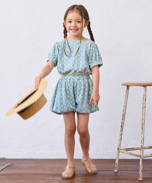 MARKEY'S（マーキーズ）の「総柄パフスリーブカットソー/セットアップ可能（セットアップ・キッズ・ベージュ/ライトブルー/オフホワイト・80/90/100/110/120/130）」の9枚目の写真