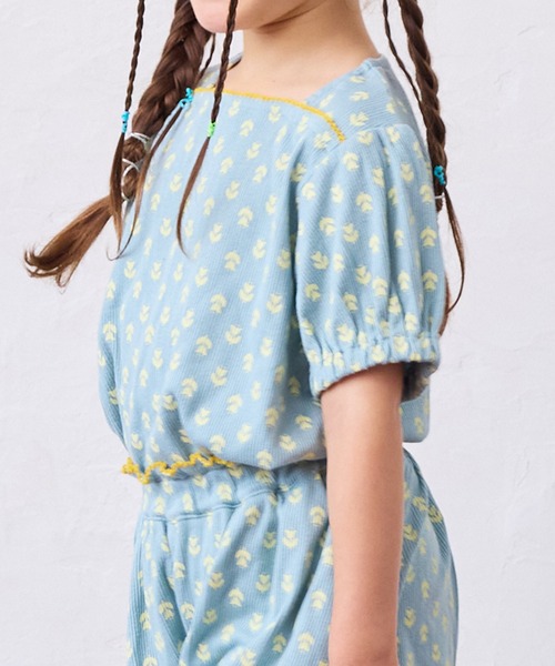 MARKEY'S（マーキーズ）の「総柄パフスリーブカットソー/セットアップ可能（セットアップ・キッズ・ベージュ/ライトブルー/オフホワイト・80/90/100/110/120/130）」の6枚目の写真