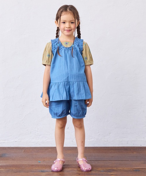 MARKEY'S（マーキーズ）の「総柄パフスリーブカットソー/セットアップ可能（セットアップ・キッズ・ベージュ/ライトブルー/オフホワイト・80/90/100/110/120/130）」の14枚目の写真