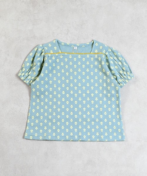 MARKEY'S（マーキーズ）の「総柄パフスリーブカットソー/セットアップ可能（セットアップ・キッズ・ベージュ/ライトブルー/オフホワイト・80/90/100/110/120/130）」の4枚目の写真