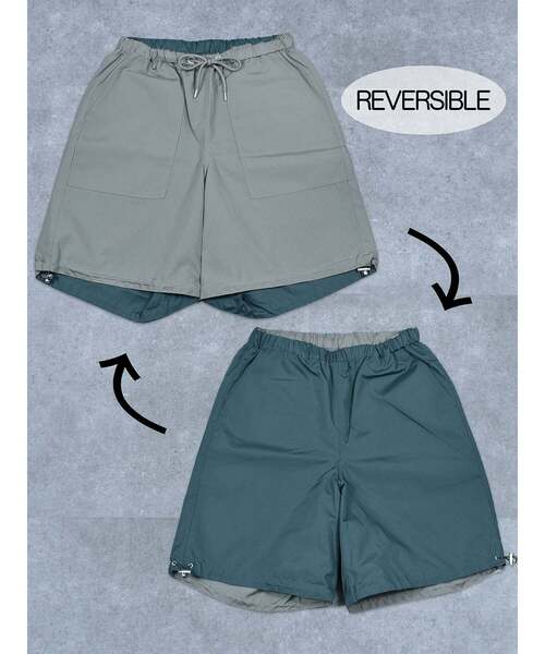 TAION(タイオン)の「【TAION】 REVERSIBLE WIDE SHORTSノンダウン ミリタリー リバーシブル ワイドショーツ ワイドショートパンツ(その他パンツ・メンズ・ホワイト系1/ブラック/グリーン系1/ブラック系1・3/2)」の4枚目の写真