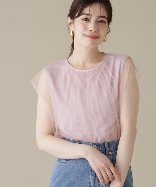 PINKY&DIANNE（ピンキーアンドダイアン）の「◆ フロントチュールブラウス（Tシャツ/カットソー・レディース・ブラック/ピンク/ホワイト・38）」の3枚目の写真