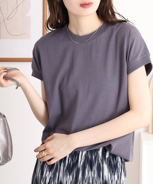mitis(ミティス)の「mitis プチハイネック フレンチスリーブトップス(Tシャツ/カットソー・レディース・ブルー/オフホワイト/ブラック×ホワイト/モカ/ライトカーキ/ホワイト×ネイビー・M)」の20枚目の写真