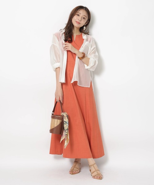 JUSGLITTY(ジャスグリッティー)の「ピンタックナローワンピース(ワンピース・レディース・ピンクベージュ/グリーン系その他2/オレンジ・0/1/2)」の20枚目の写真