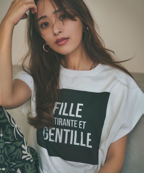 tシャツ 「近藤千尋さんコラボ」オーバーサイズフレンチスリーブT（AJUGA.x BAYFLOW） レディース 近藤千尋さんコラボ】オーバーサイズフレンチスリーブT（AJUGA.x