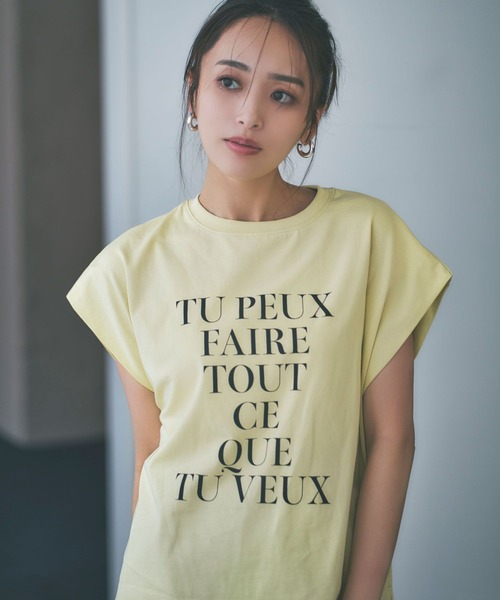tシャツ 「近藤千尋さんコラボ」オーバーサイズフレンチスリーブT（AJUGA.x BAYFLOW） レディース 近藤千尋さんコラボ】オーバーサイズフレンチスリーブT（AJUGA.x