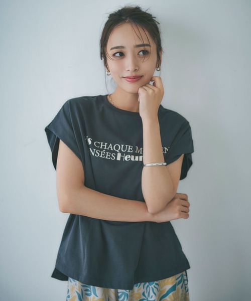 tシャツ 「近藤千尋さんコラボ」オーバーサイズフレンチスリーブT（AJUGA.x BAYFLOW） レディース 近藤千尋さんコラボ】オーバーサイズフレンチスリーブT（AJUGA.x