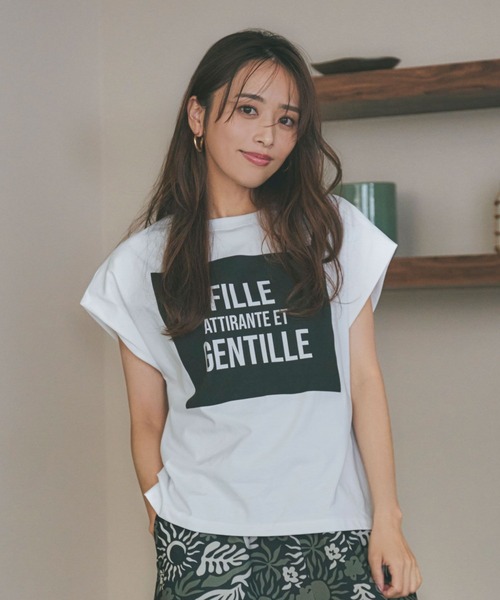 tシャツ 「近藤千尋さんコラボ」オーバーサイズフレンチスリーブT（AJUGA.x BAYFLOW） レディース 近藤千尋さんコラボ】オーバーサイズフレンチスリーブT（AJUGA.x