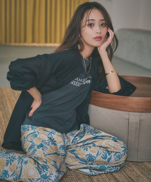 tシャツ 「近藤千尋さんコラボ」オーバーサイズフレンチスリーブT（AJUGA.x BAYFLOW） レディース 近藤千尋さんコラボ】オーバーサイズフレンチスリーブT（AJUGA.x