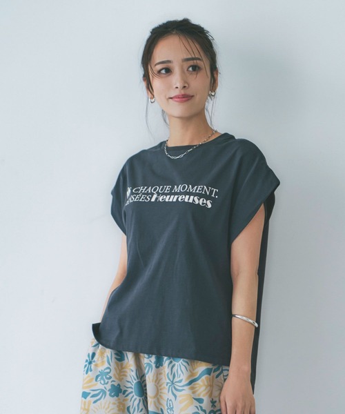 tシャツ 「近藤千尋さんコラボ」オーバーサイズフレンチスリーブT（AJUGA.x BAYFLOW） レディース 近藤千尋さんコラボ】オーバーサイズフレンチスリーブT（AJUGA.x